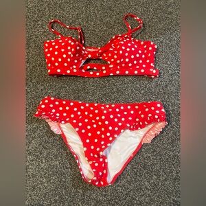 Cupshe Red Polka Dot Bikini Set, size L